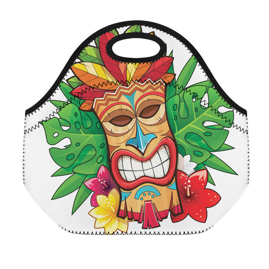 Hawaiian Tiki Print Neoprene Lunch Bag