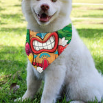 Hawaiian Tiki Print Over The Collar Dog Bandana