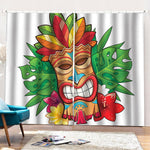 Hawaiian Tiki Print Pencil Pleat Curtains