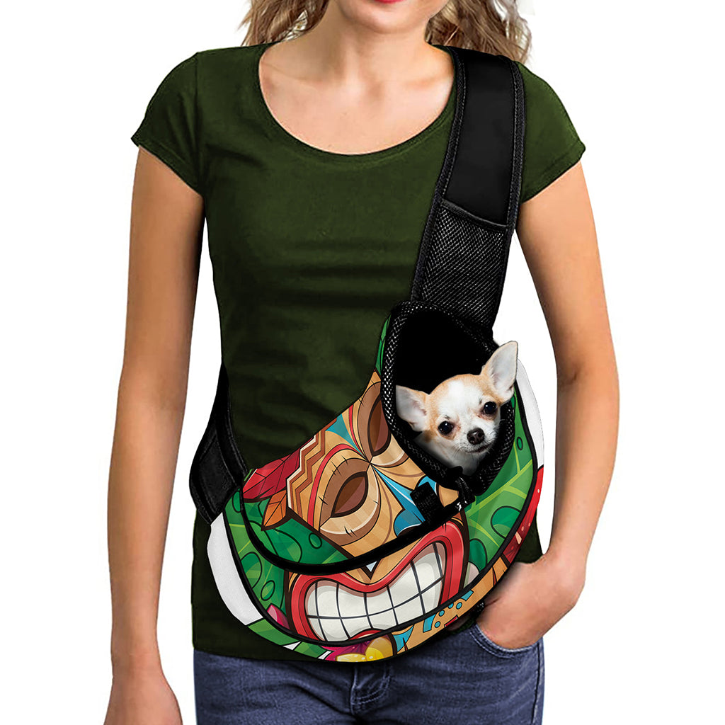 Hawaiian Tiki Print Pet Sling Carrier