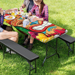 Hawaiian Tiki Print Picnic Table Cover