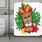 Hawaiian Tiki Print Polyester Shower Curtain