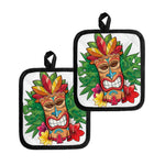 Hawaiian Tiki Print Pot Holders