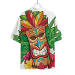 Hawaiian Tiki Print Rayon Hawaiian Shirt