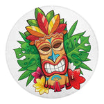 Hawaiian Tiki Print Round Blanket