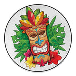 Hawaiian Tiki Print Round Floor Mat