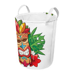Hawaiian Tiki Print Round Laundry Basket