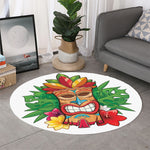 Hawaiian Tiki Print Round Rug