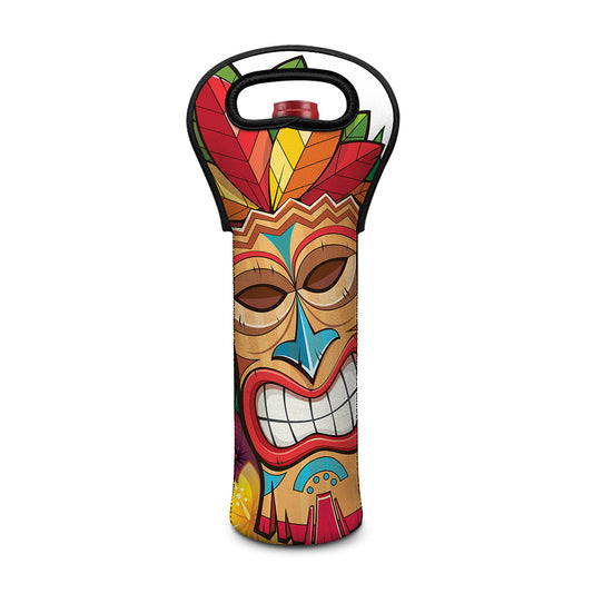 Hawaiian Tiki Print Single Neoprene Wine Tote