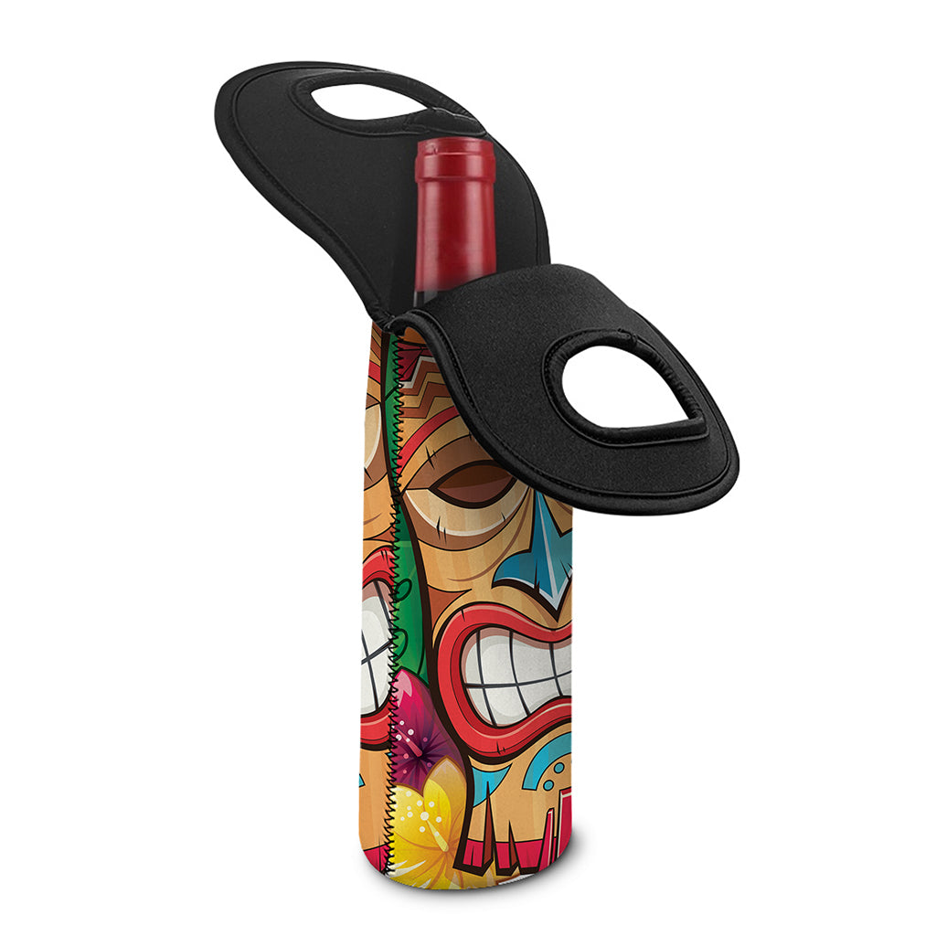 Hawaiian Tiki Print Single Neoprene Wine Tote