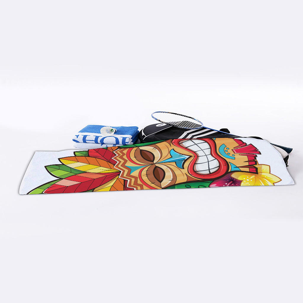 Hawaiian Tiki Print Sports Towel