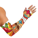 Hawaiian Tiki Print Sun Protection Arm Sleeves