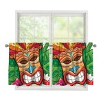 Hawaiian Tiki Print Tier Curtains