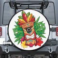 Hawaiian Tiki Print Tire Cover With Camera Hole