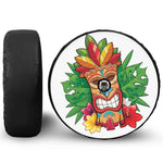 Hawaiian Tiki Print Tire Cover With Camera Hole