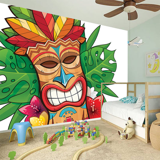Hawaiian Tiki Print Wall Sticker