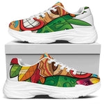 Hawaiian Tiki Print White Chunky Shoes