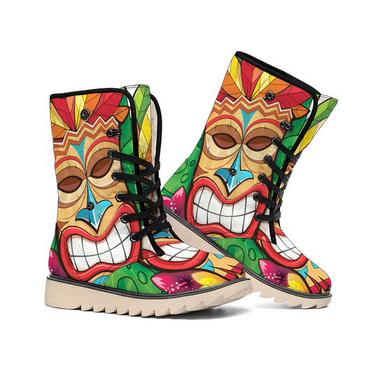 Hawaiian Tiki Print Winter Boots