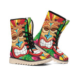 Hawaiian Tiki Print Winter Boots