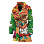 Hawaiian Tiki Print Women's Bathrobe