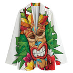 Hawaiian Tiki Print Women's Cotton Blazer
