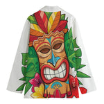 Hawaiian Tiki Print Women's Cotton Blazer