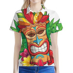 Hawaiian Tiki Print Women's Polo Shirt