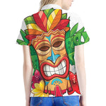 Hawaiian Tiki Print Women's Polo Shirt