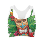 Hawaiian Tiki Print Women's Sports Bra