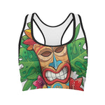Hawaiian Tiki Print Women's Sports Bra