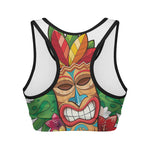 Hawaiian Tiki Print Women's Sports Bra