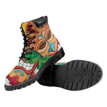 Hawaiian Tiki Print Work Boots