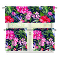 Hawaiian Tropical Birds Pattern Print 3 Piece Kitchen Curtains