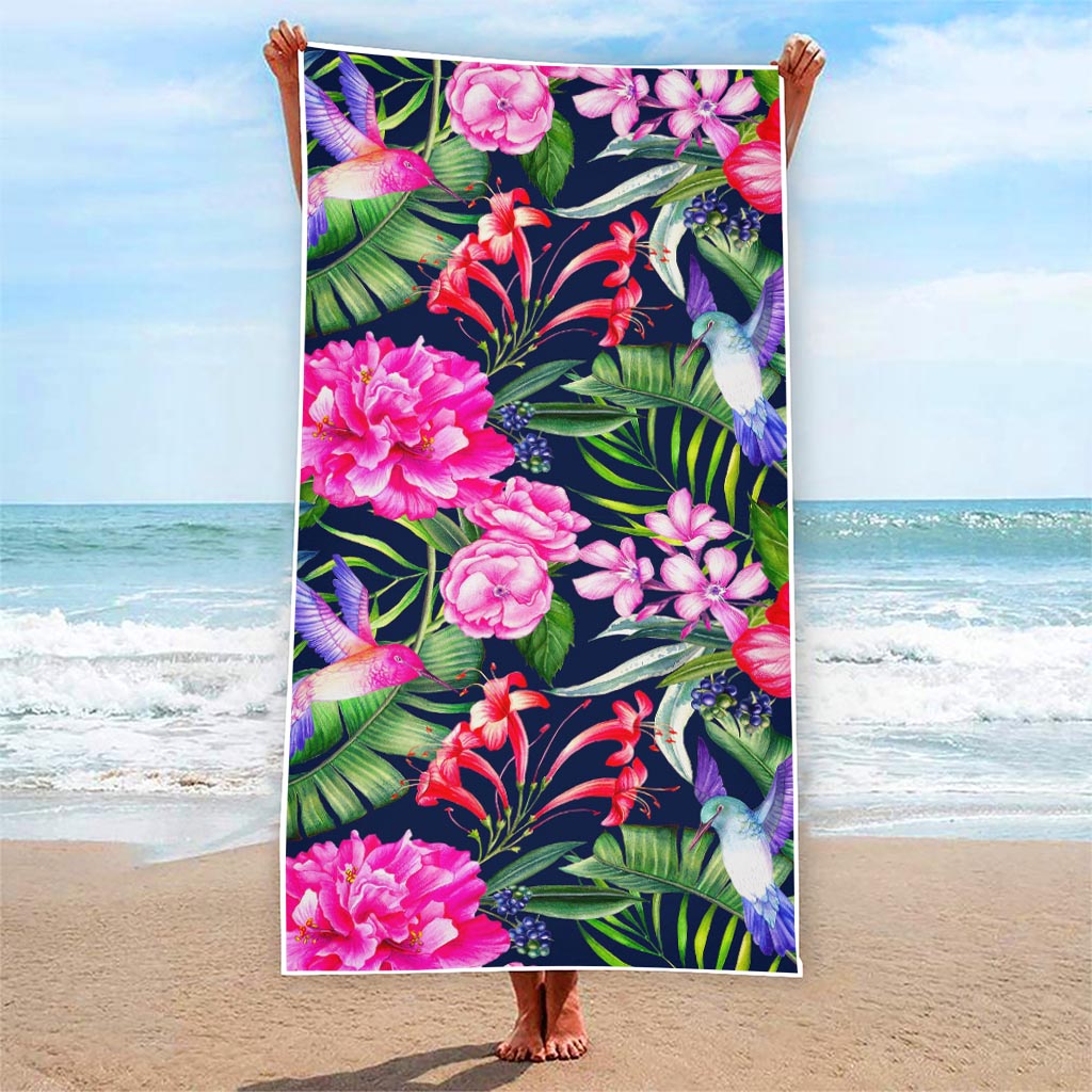Hawaiian Tropical Birds Pattern Print Beach Towel