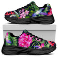 Hawaiian Tropical Birds Pattern Print Black Chunky Shoes