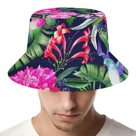 Hawaiian Tropical Birds Pattern Print Bucket Hat