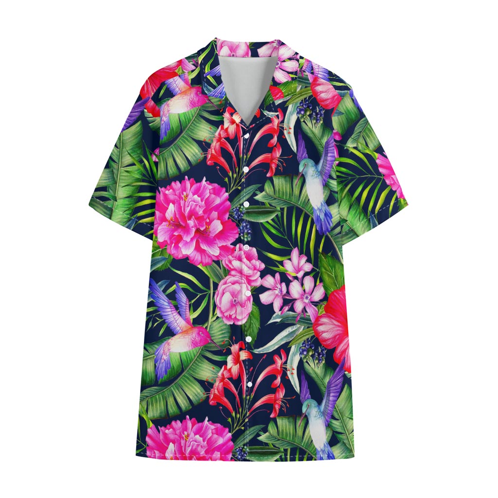 Hawaiian Tropical Birds Pattern Print Cotton Hawaiian Shirt