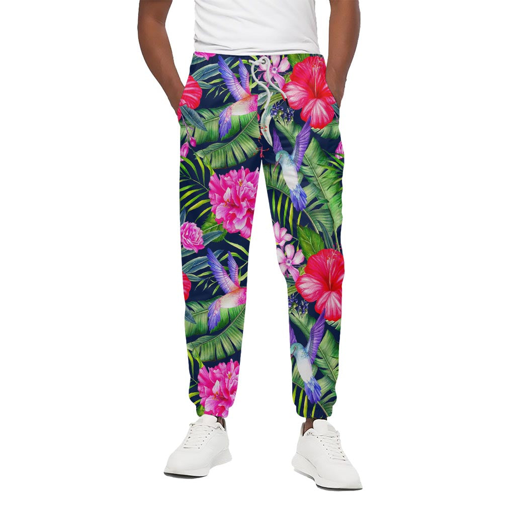 Hawaiian Tropical Birds Pattern Print Cotton Pants