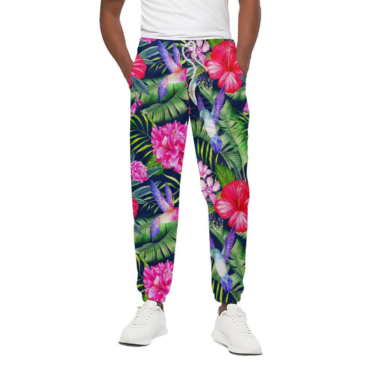 Hawaiian Tropical Birds Pattern Print Cotton Pants