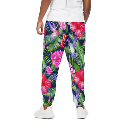 Hawaiian Tropical Birds Pattern Print Cotton Pants