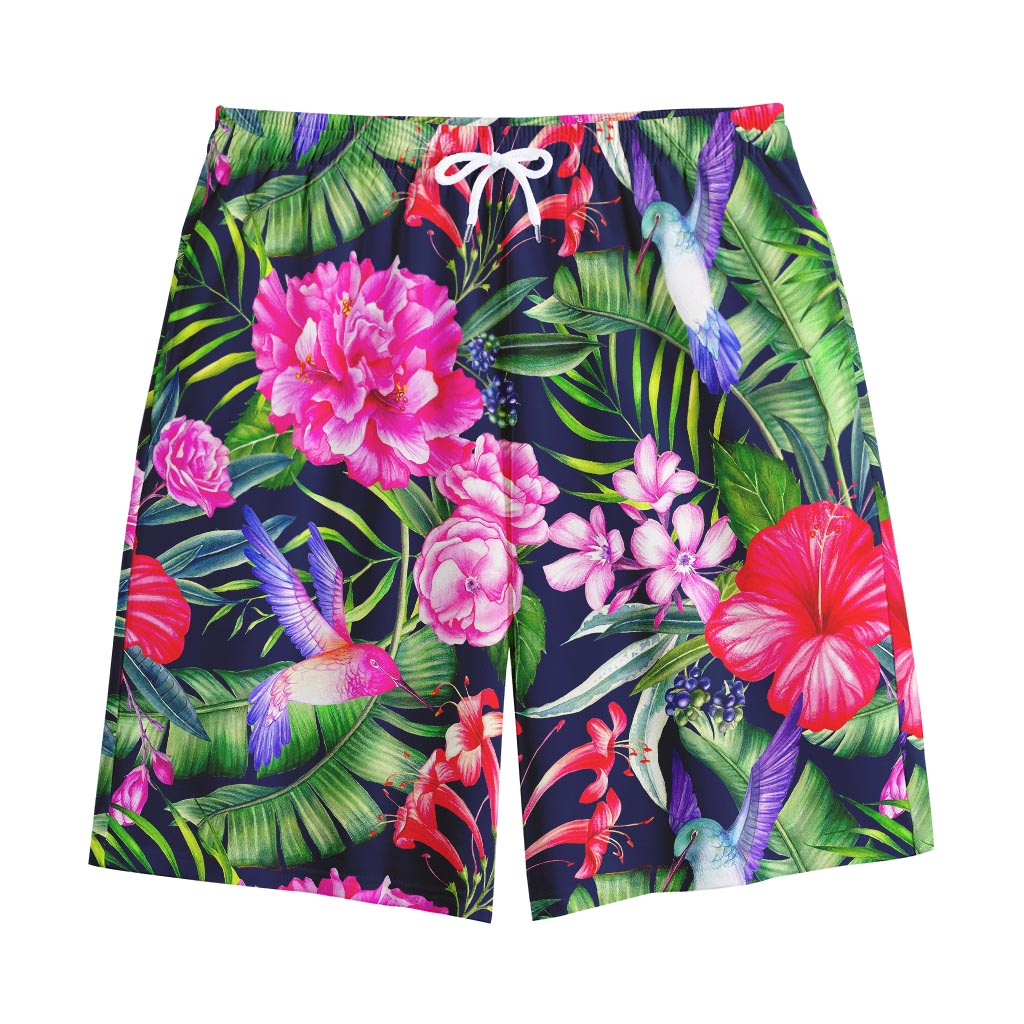 Hawaiian Tropical Birds Pattern Print Cotton Shorts