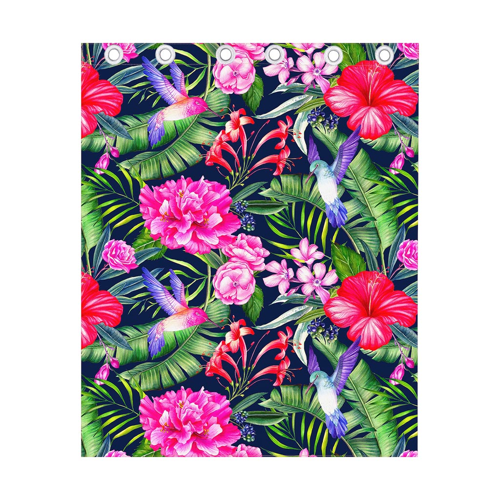 Hawaiian Tropical Birds Pattern Print Curtain