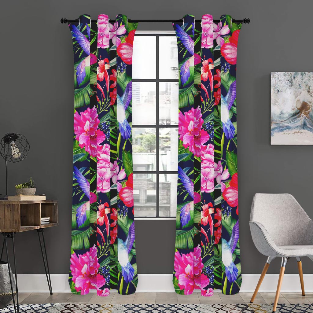 Hawaiian Tropical Birds Pattern Print Curtain