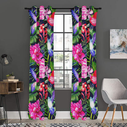 Hawaiian Tropical Birds Pattern Print Curtain