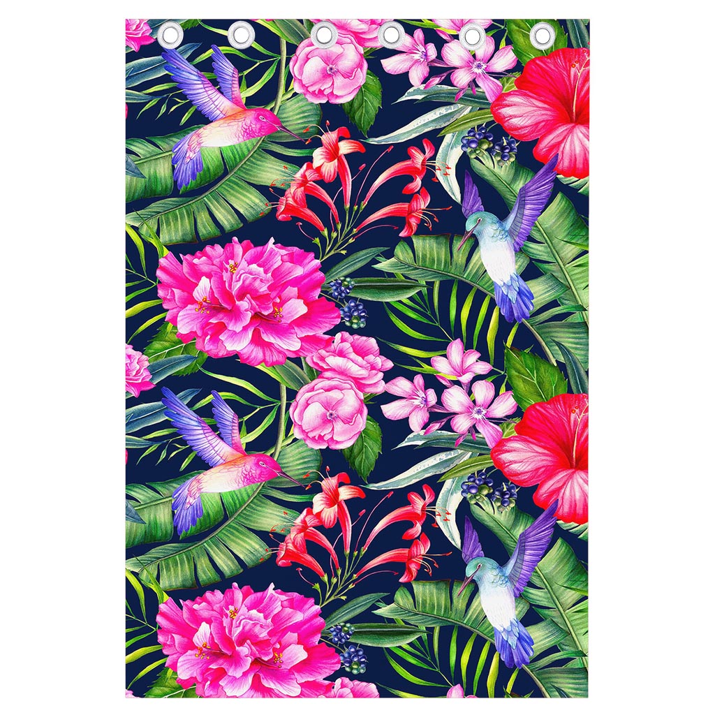 Hawaiian Tropical Birds Pattern Print Curtain
