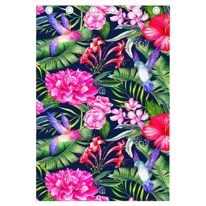 Hawaiian Tropical Birds Pattern Print Curtain