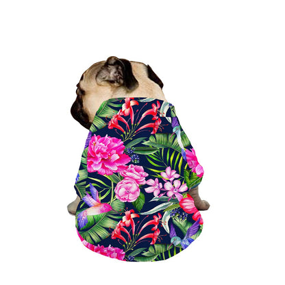 Hawaiian Tropical Birds Pattern Print Dog Zip Up Jacket