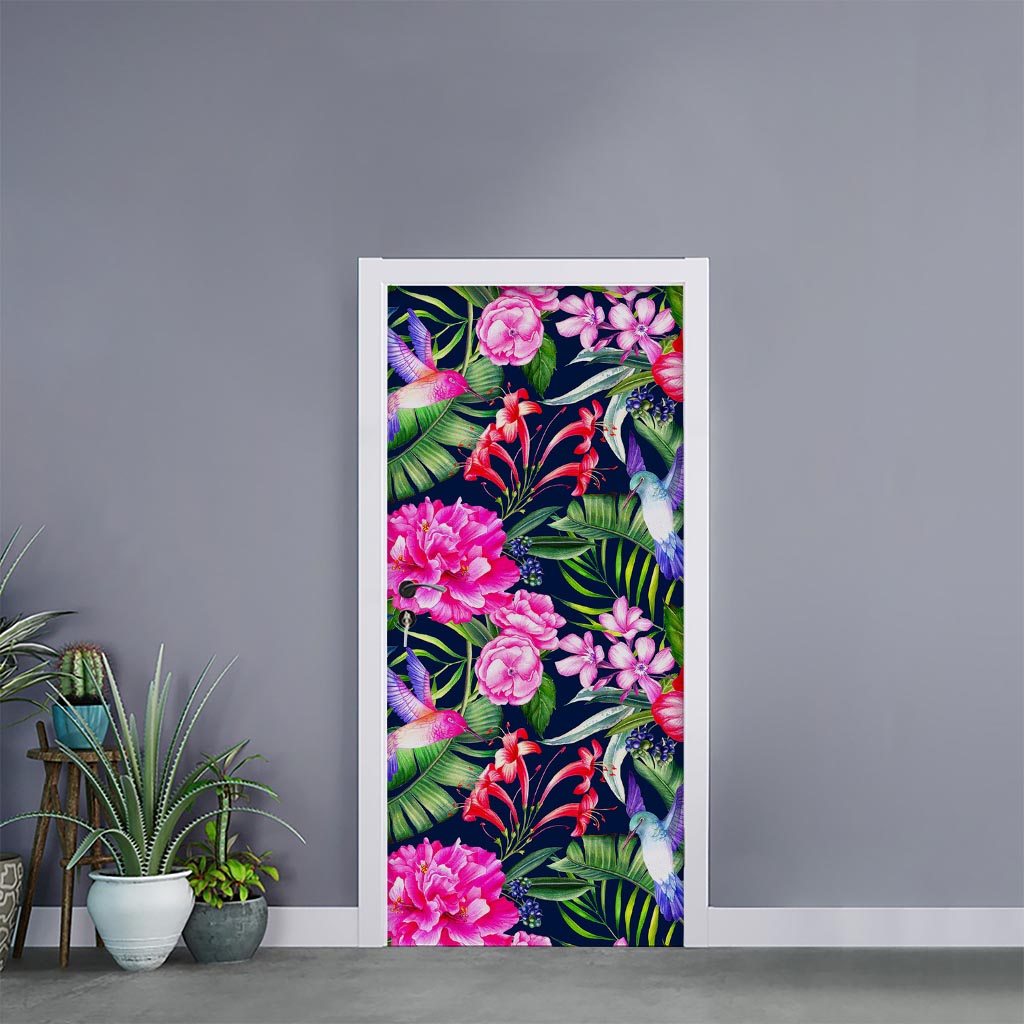 Hawaiian Tropical Birds Pattern Print Door Sticker