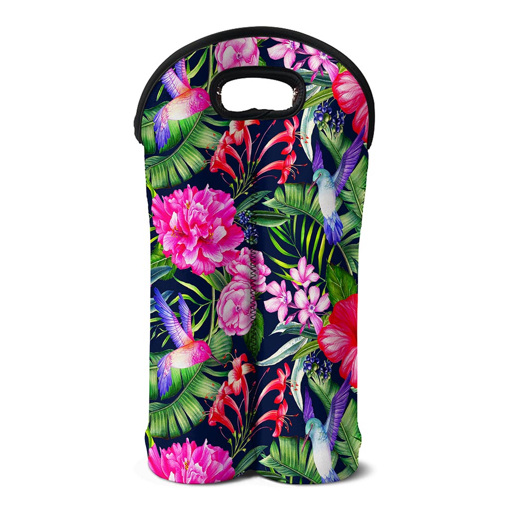 Hawaiian Tropical Birds Pattern Print Double Neoprene Wine Tote