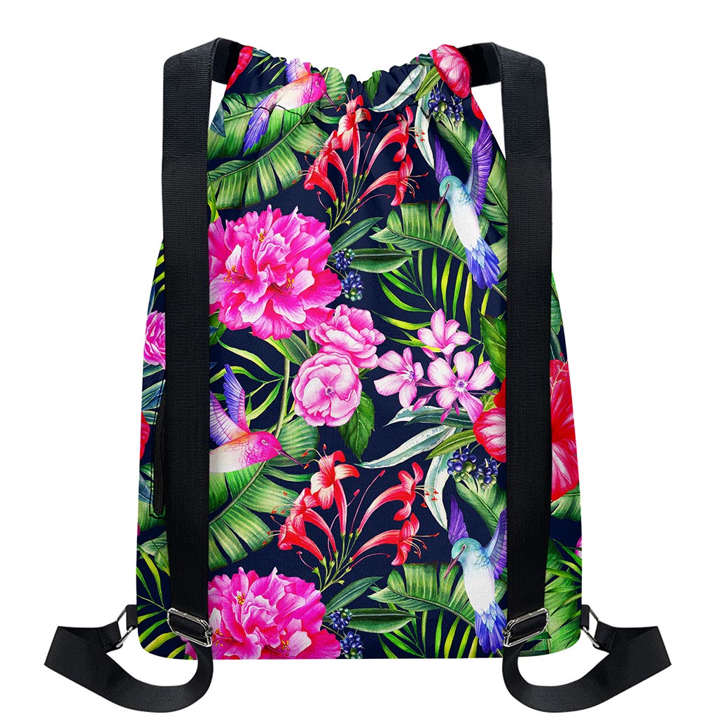 Hawaiian Tropical Birds Pattern Print Drawstring Backpack